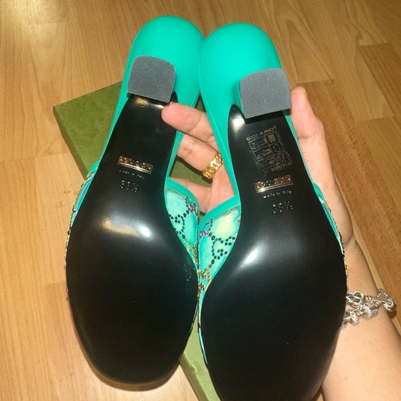 Authentic Gucci crystal GG embellished Mesh Heels - Picture 9 of 11